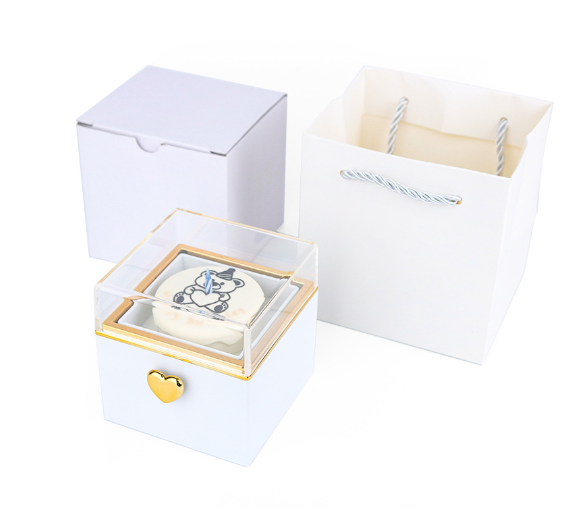 Candle Bear Cake Surprise Box Flip Birthday Gift Box Automatic Flip Bear Ring Jewelry Box