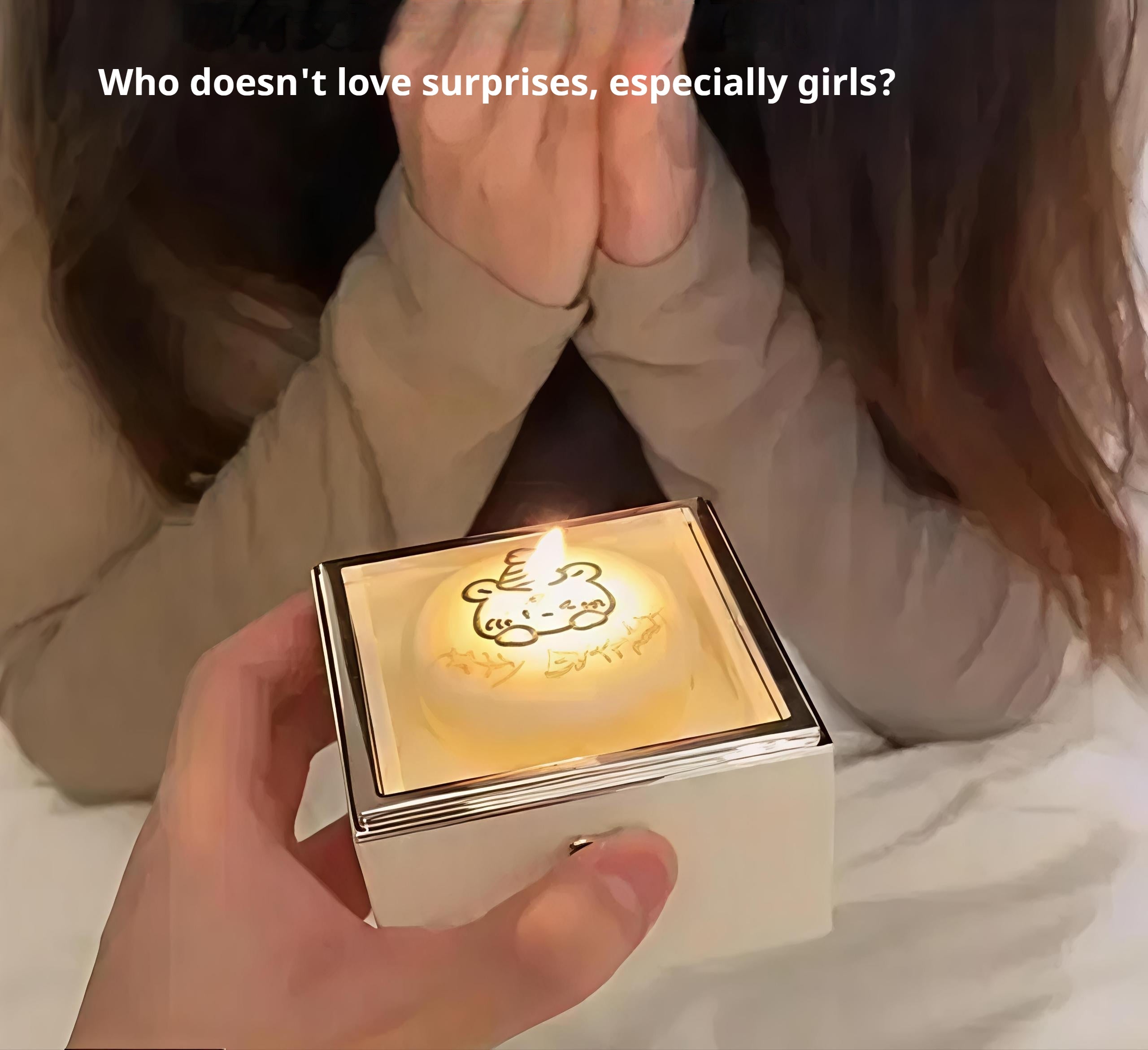 Candle Bear Cake Surprise Box Flip Birthday Gift Box Automatic Flip Bear Ring Jewelry Box