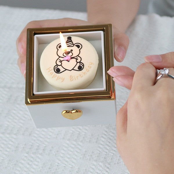 Candle Bear Cake Surprise Box Flip Birthday Gift Box Automatic Flip Bear Ring Jewelry Box