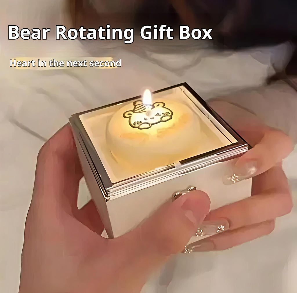 Candle Bear Cake Surprise Box Flip Birthday Gift Box Automatic Flip Bear Ring Jewelry Box